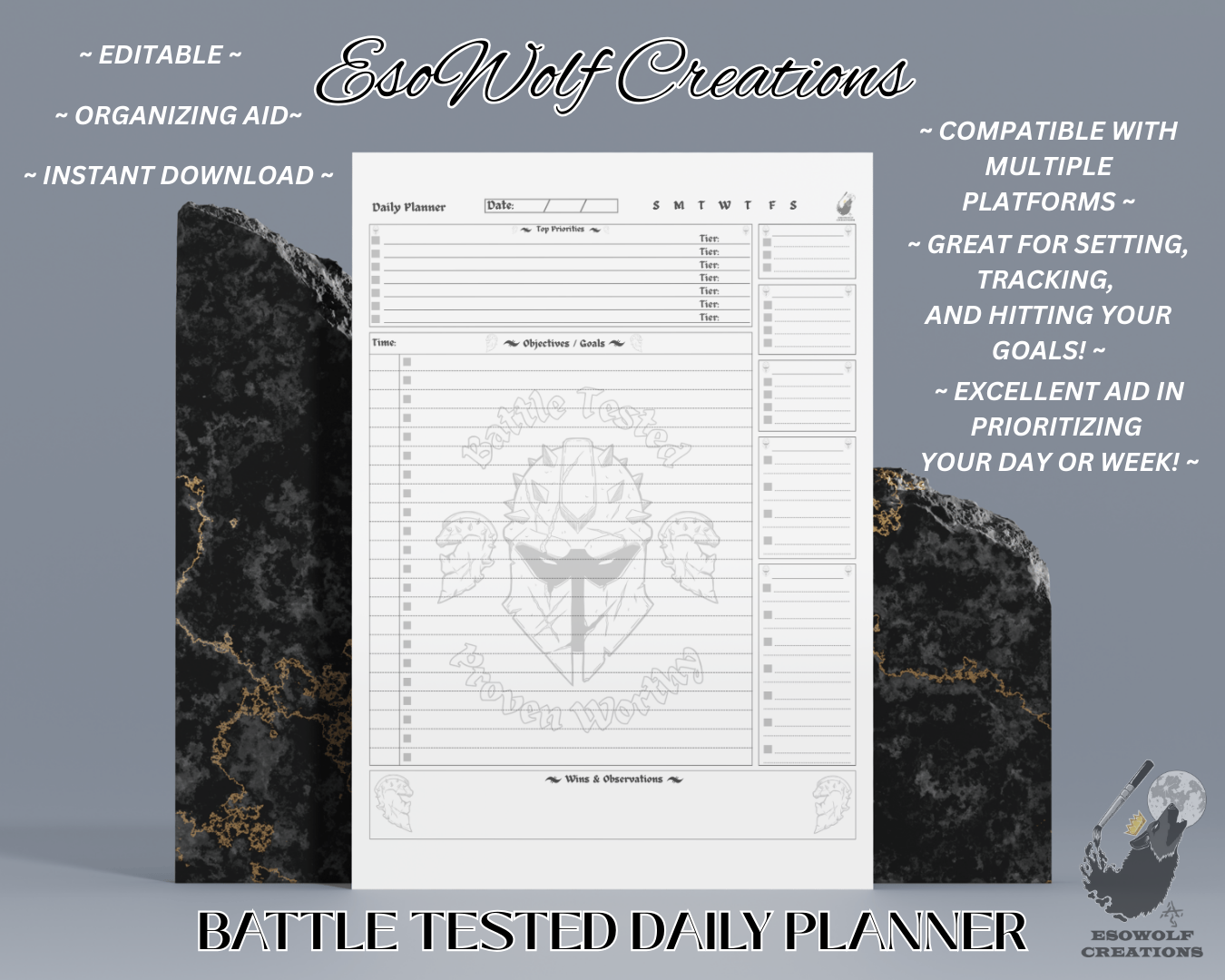 Battle-Tested Daily Digital Planner | Dark Fantasy Aesthetic, 7-Tier Priority System