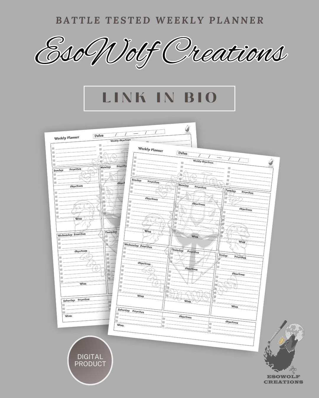 Battle-Tested Weekly Planner | Dark Fantasy Aesthetic, Weekly Priority System