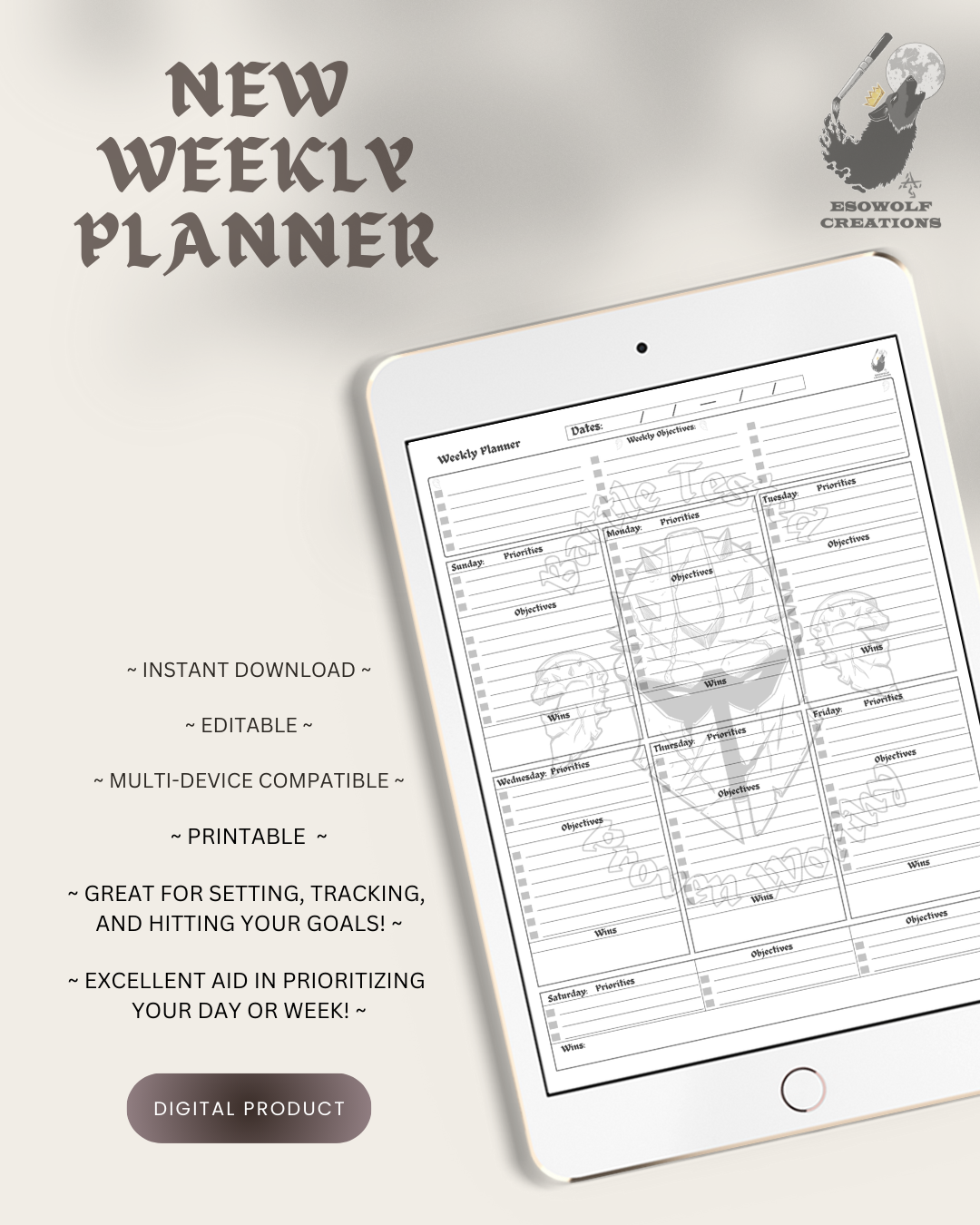 Battle-Tested Weekly Planner | Dark Fantasy Aesthetic, Weekly Priority System